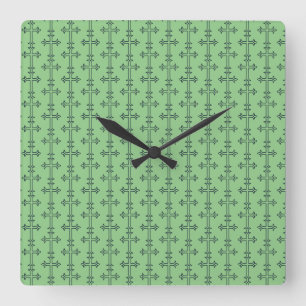 Klassisches christliches Kreuz Minimalistische Kun Quadratische Wanduhr