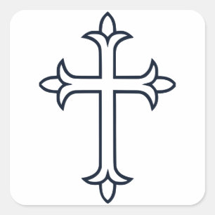 Klassisches christliches Kreuz Minimalistische Kun Quadratischer Aufkleber