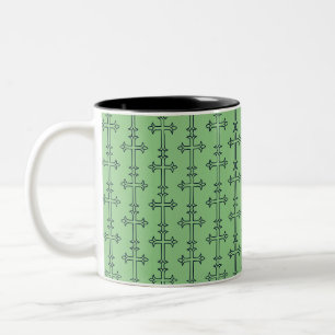 Klassisches christliches Kreuz Minimalistische Kun Zweifarbige Tasse