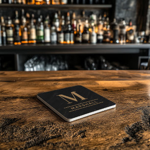 Klassisches Cognac-Tan-Serif-Monogramm Name Steinuntersetzer