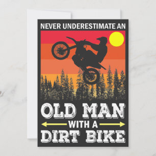 Klassisches Cooles Vintages Retro-Motocross-Bike Hinweiskarte