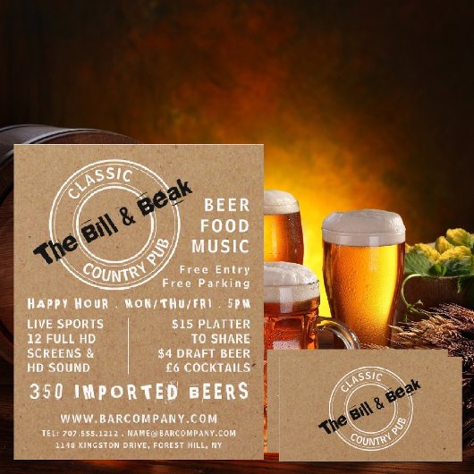 Klassisches Country Pub Logo, Pub/Brauerei Werbung Flyer