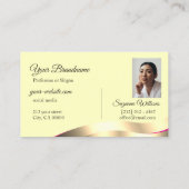 Klassisches Cream Wavy Gold Dekor mit Initials Fot Visitenkarte (Rückseite)