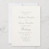 Klassisches Creamy White Linen Hochzeitsskript Einladung (Vorderseite)