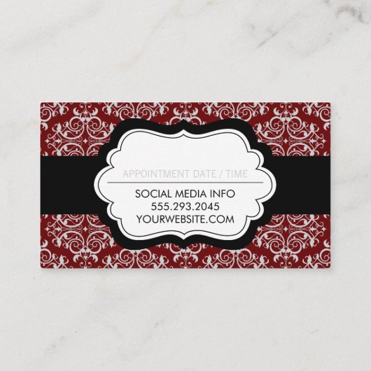 Klassisches Damaskusmuster (rot) Ernennung Terminkarte (Rückseite)
