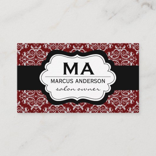 Klassisches Damaskusmuster (rot) Ernennung Terminkarte (Vorderseite)