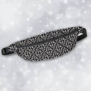 Klassisches Damasmuster Schwarz-weiß mit Rollen Bauchtasche