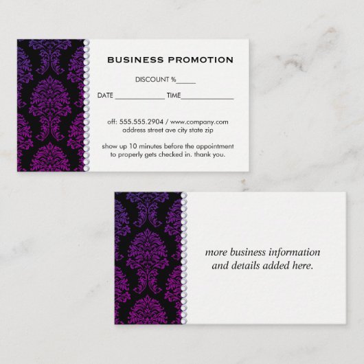 Klassisches Damasmuster Terminkarte (Vorne/Hinten)