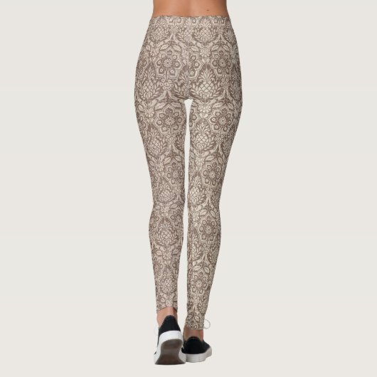 Klassisches Damastbraunmuster Leggings (Rückseite)
