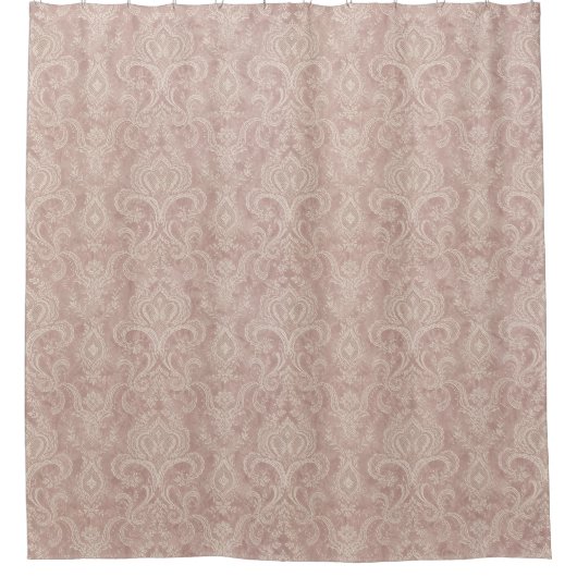 Klassisches Damastmuster Staubrose Pink Duschvorhang (Vorderseite)