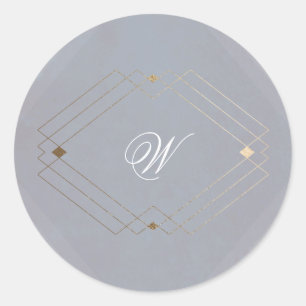 Klassisches Deco Gold Vintage Grau Kalligrafie Hoc Runder Aufkleber