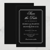 Klassisches Deco | Schwarz-Weiß Save-the-Date Save The Date (Vorne/Hinten)