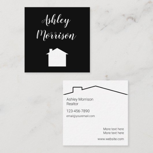 Klassisches Design der trendy Realty Business Card Quadratische Visitenkarte (Vorne/Hinten)