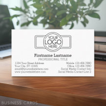 Klassisches Design mit Logos und Kontaktinformatio