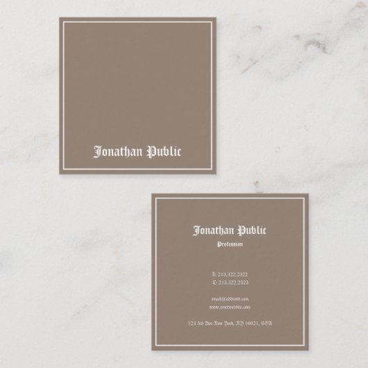 Klassisches Design Trendy Schlicht Luxus Quadratische Visitenkarte (Vorne/Hinten)