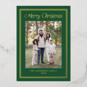 Klassisches Doppelgrenzengrün 2-Foto Folien Feiertagskarte (Vorderseite)