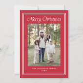 Klassisches Doppelgrenzenrot 2-Foto Feiertagskarte (Vorderseite)