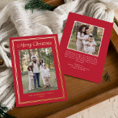 Klassisches Doppelgrenzenrot 2-Foto Folien Feiertagskarte