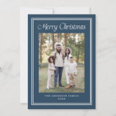 Klassisches Doppelgrenzrahmen Navy 2 Foto Feiertagskarte (Vorderseite)