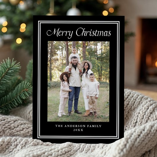 Klassisches Doppelgrenzrahmen Schwarz 2 Foto Feiertagskarte