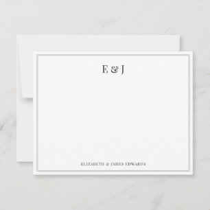 Klassisches Doppelrand-Elegantes-Paar-Monogramm Mitteilungskarte