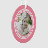 Klassisches Dots Baby Foto rosa Ornament (Vorderseite)