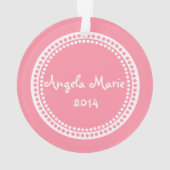 Klassisches Dots Baby Foto rosa Ornament (Rückseite)