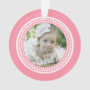 Klassisches Dots Baby Foto rosa Ornament