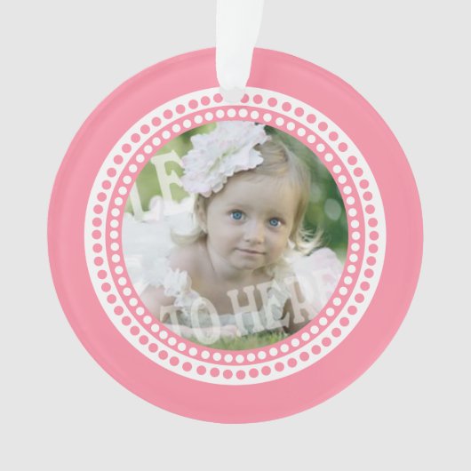 Klassisches Dots Baby Foto rosa Ornament (Vorderseite)