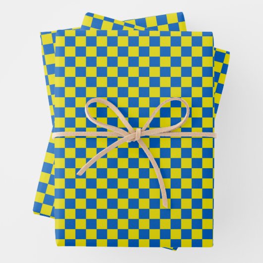 Klassisches Dunkelblau, gelb Kariert Geschenkpapier Set (Beispiel)