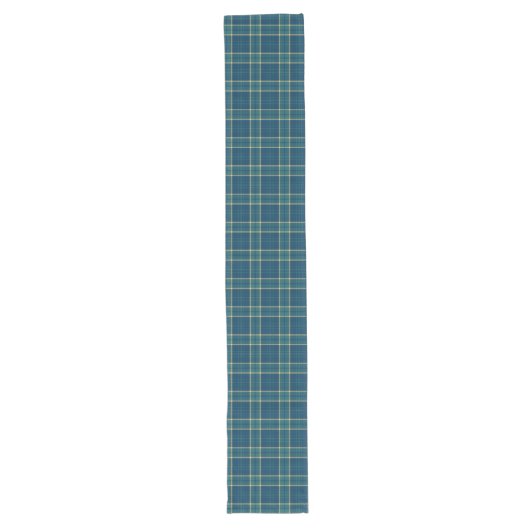 Klassisches Dunkelblau Grün Gold Tartan Karo Großer Tischläufer (Vorderseite)