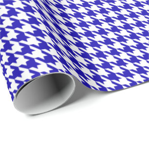 Klassisches dunkelblau-weißes Hundezahnmuster Geschenkpapier