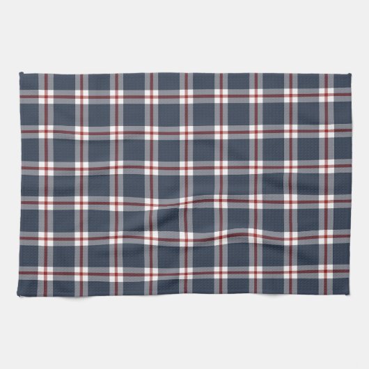 Klassisches dunkelblaues, weißes Gingham-Kariertes Geschirrtuch (Horizontal)