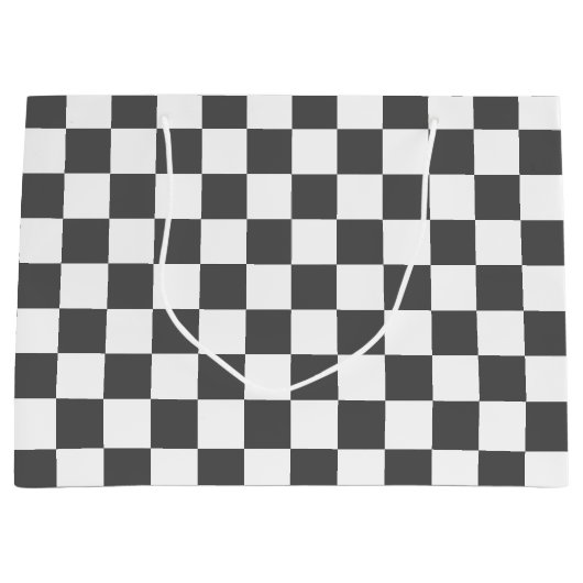 Klassisches dunkelgraues Schachbrettmuster Große Geschenktüte (Vorderseite)