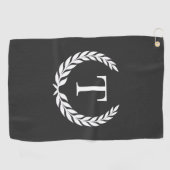 Klassisches dunkelgraues und weißes initiales Lorb Golfhandtuch (Horizontal)