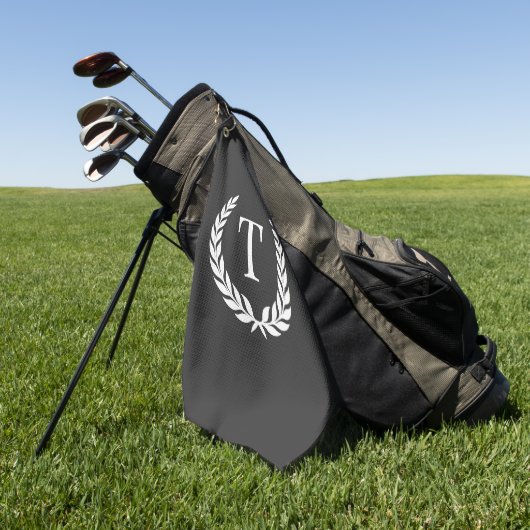 Klassisches dunkelgraues und weißes initiales Lorb Golfhandtuch (Gras)