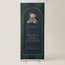 Klassisches dunkelgrün kariertes Babyshower-Banner