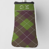 Klassisches dunkelgrünes Argyle-Muster-Monogramm Golf Headcover (Rotieren 90)