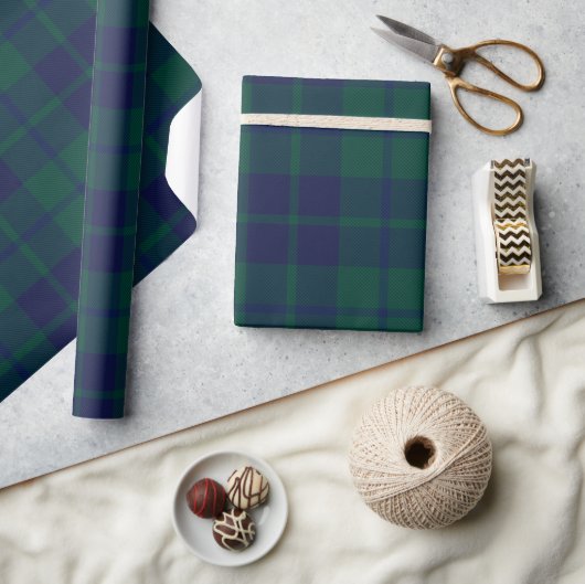 Klassisches dunkelgrünes Tartan-Karomuster Geschenkpapier (Kunsthandwerk)