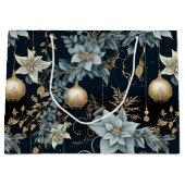 Klassisches dunkles Blau- und Golddekorationsmuste Große Geschenktüte (Vorderseite)