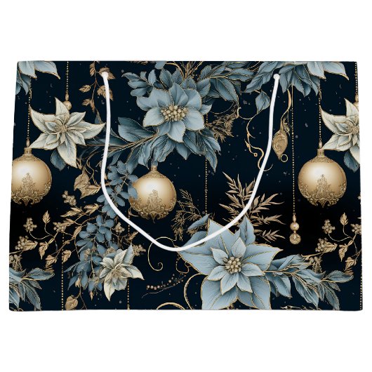 Klassisches dunkles Blau- und Golddekorationsmuste Große Geschenktüte (Vorderseite)