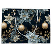Klassisches dunkles Blau- und Golddekorationsmuste Große Geschenktüte (Rückseite)