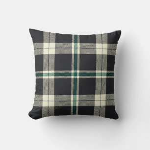 Klassisches dunkles Navy- und Grün-Tartan-Karo-Mus Kissen