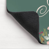 Klassisches dunkles Salbei-Grün Floral Custom Init Mousepad (Ecke)