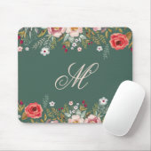 Klassisches dunkles Salbei-Grün Floral Custom Init Mousepad (Mit Mouse)