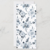 Klassisches Dusty Blue Grey Floral Wedding Menu (Rückseite)