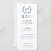 Klassisches Dusty Blue Grey Floral Wedding Menu (Vorderseite)