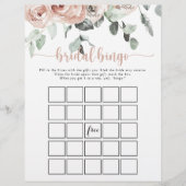 Klassisches Dusty Pink Rose Bridal Bingo Spiel (Vorderseite)