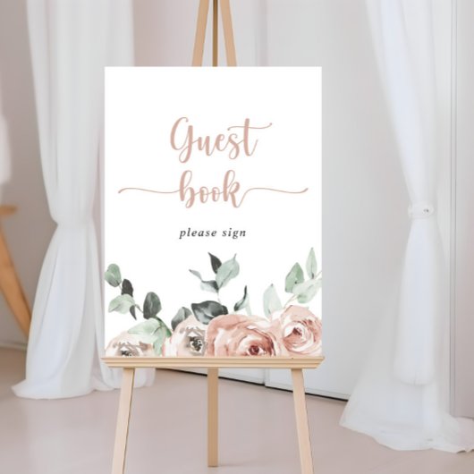 Klassisches Dusty Pink Rose Floral Guest Book Sign Poster