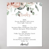 Klassisches Dusty Pink Rose Wedding Drinks Menü Ze Poster (Vorne)